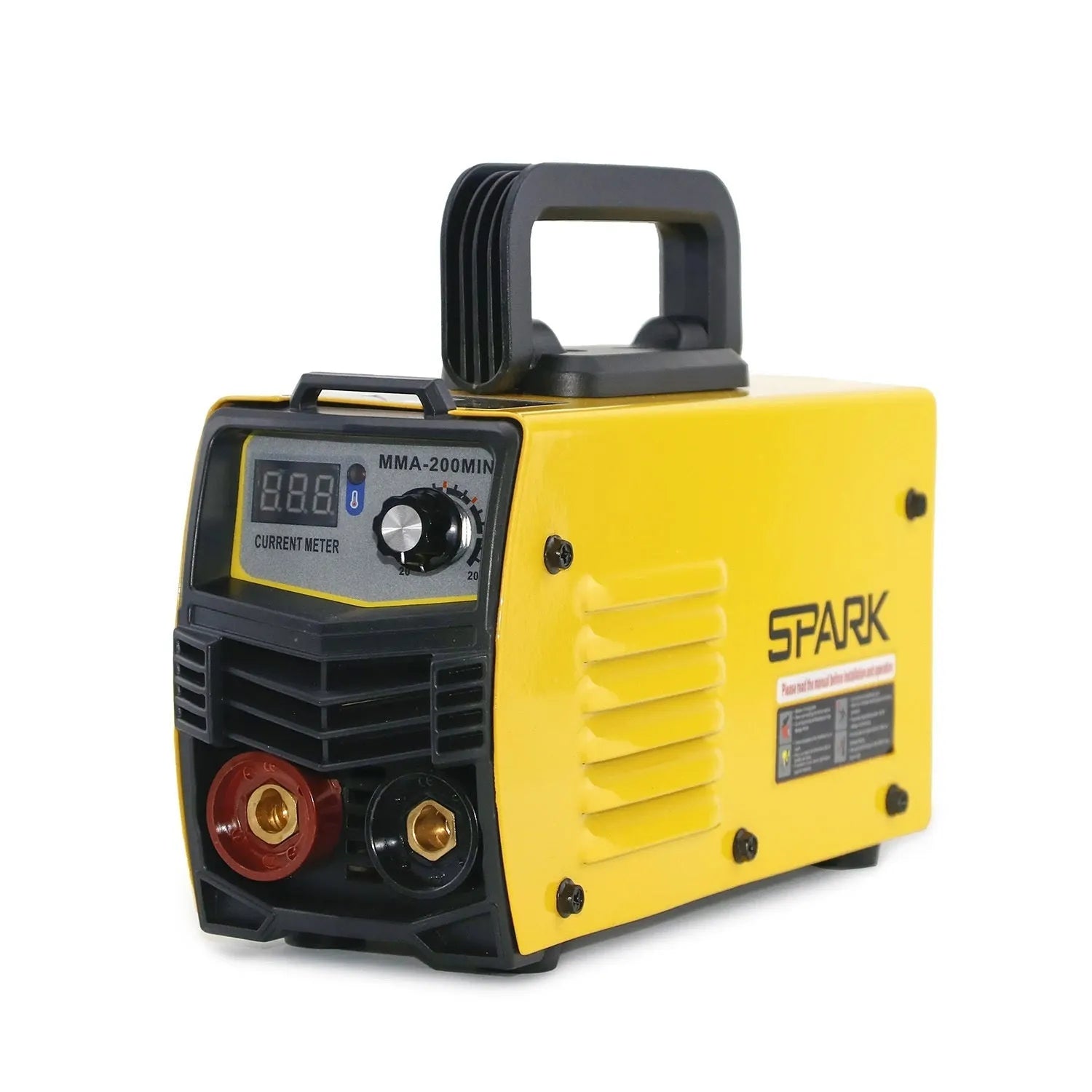 MMA-200MIN 220V DC inverter welding machine with welding tongs, grounding clamps, face shield, and brush hangers