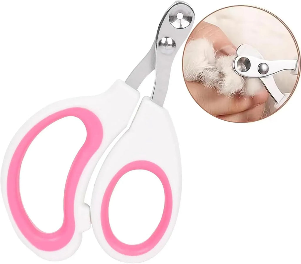 Blue cat nail clippers with circular hole design and cushioned non-slip handles.