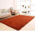 White fluffy plush area rug with rectangular shape and non-slip dot bottom
