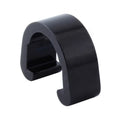 Ten small aluminium alloy C-shaped buckles in assorted colours on a white background.
