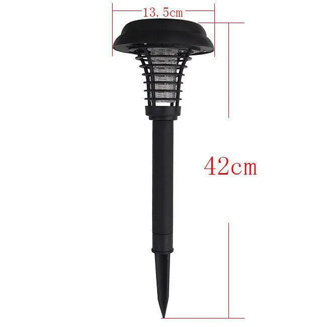 Black solar insect killing lamp with white and purple lights for garden pest control