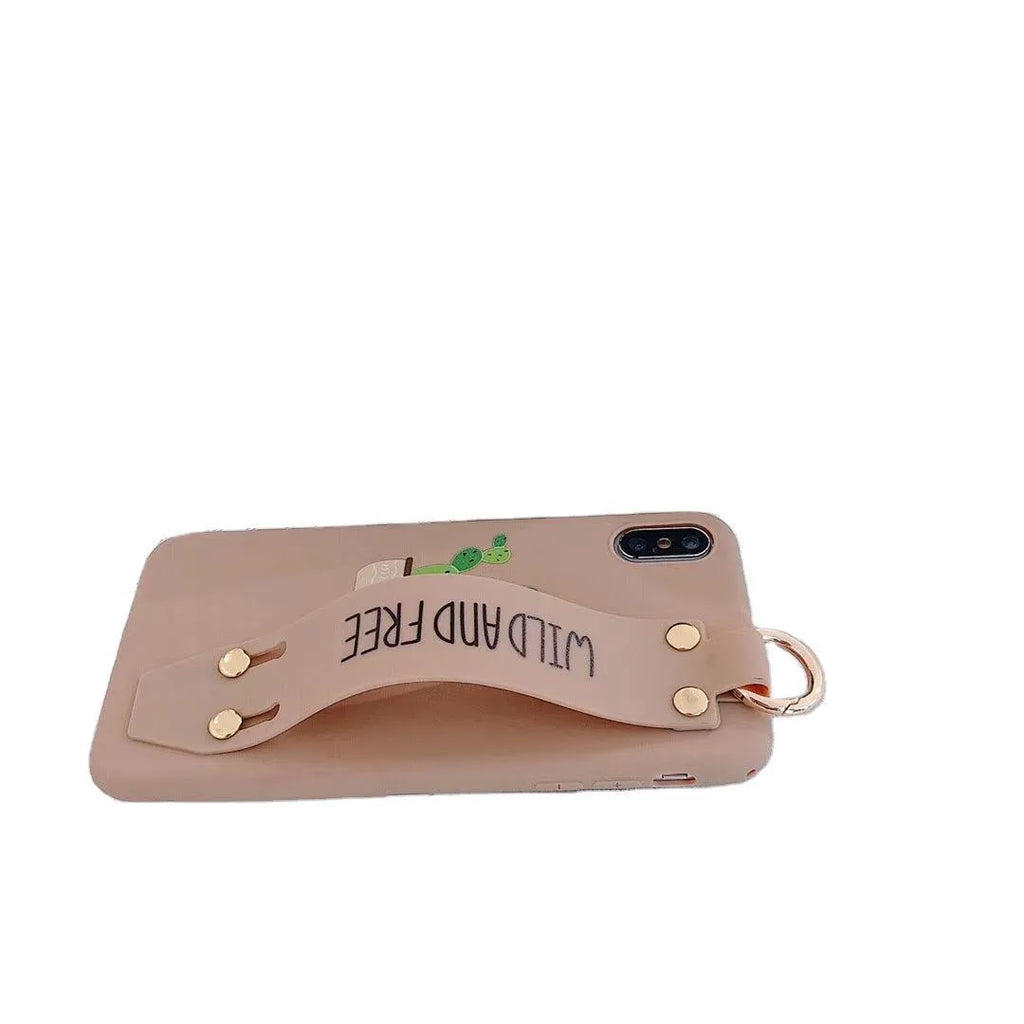 Green graffiti print phone case with a detachable wrist strap for iPhone