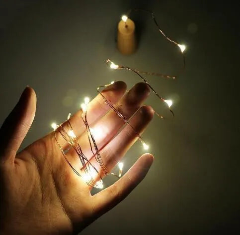 Copper wire LED string light with 20 LEDs and bottle stopper for wine bottle decorations