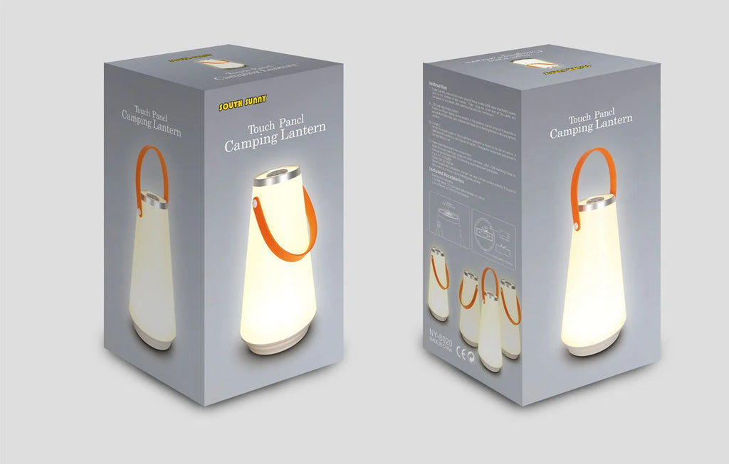 White rechargeable bedside table lamp with USB charging cable and touch control for adjustable brightness