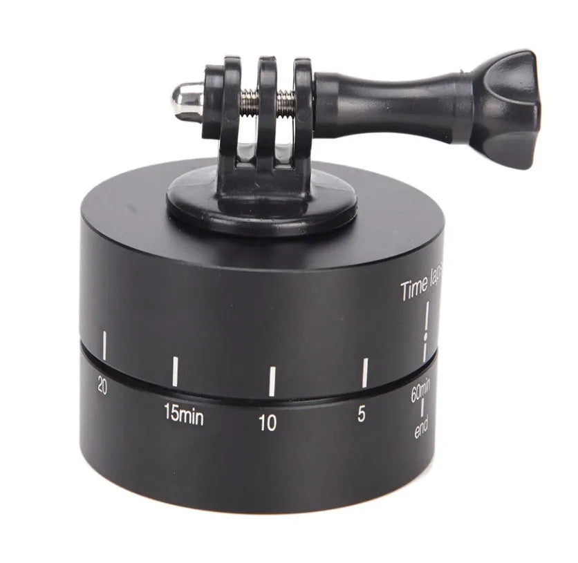 360-degree auto-rotate camera tripod head with aluminium base plate for timelapse photography