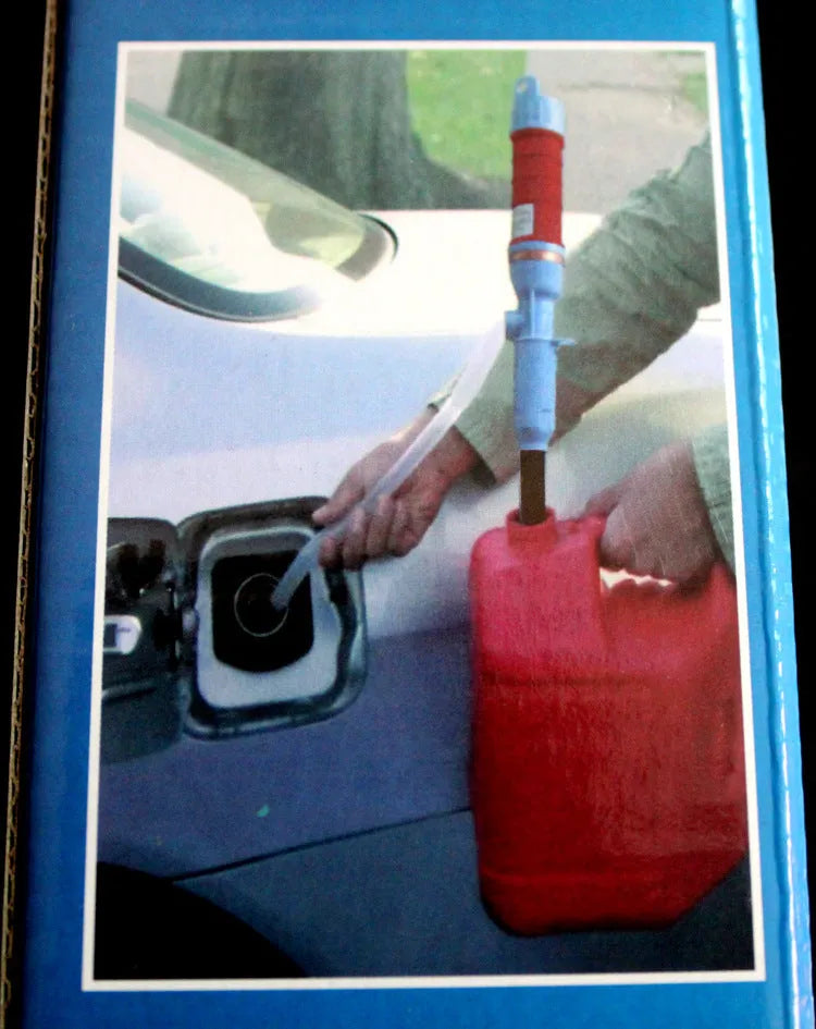 Blue manual siphon pump for fuel oil gasoline and water transfer