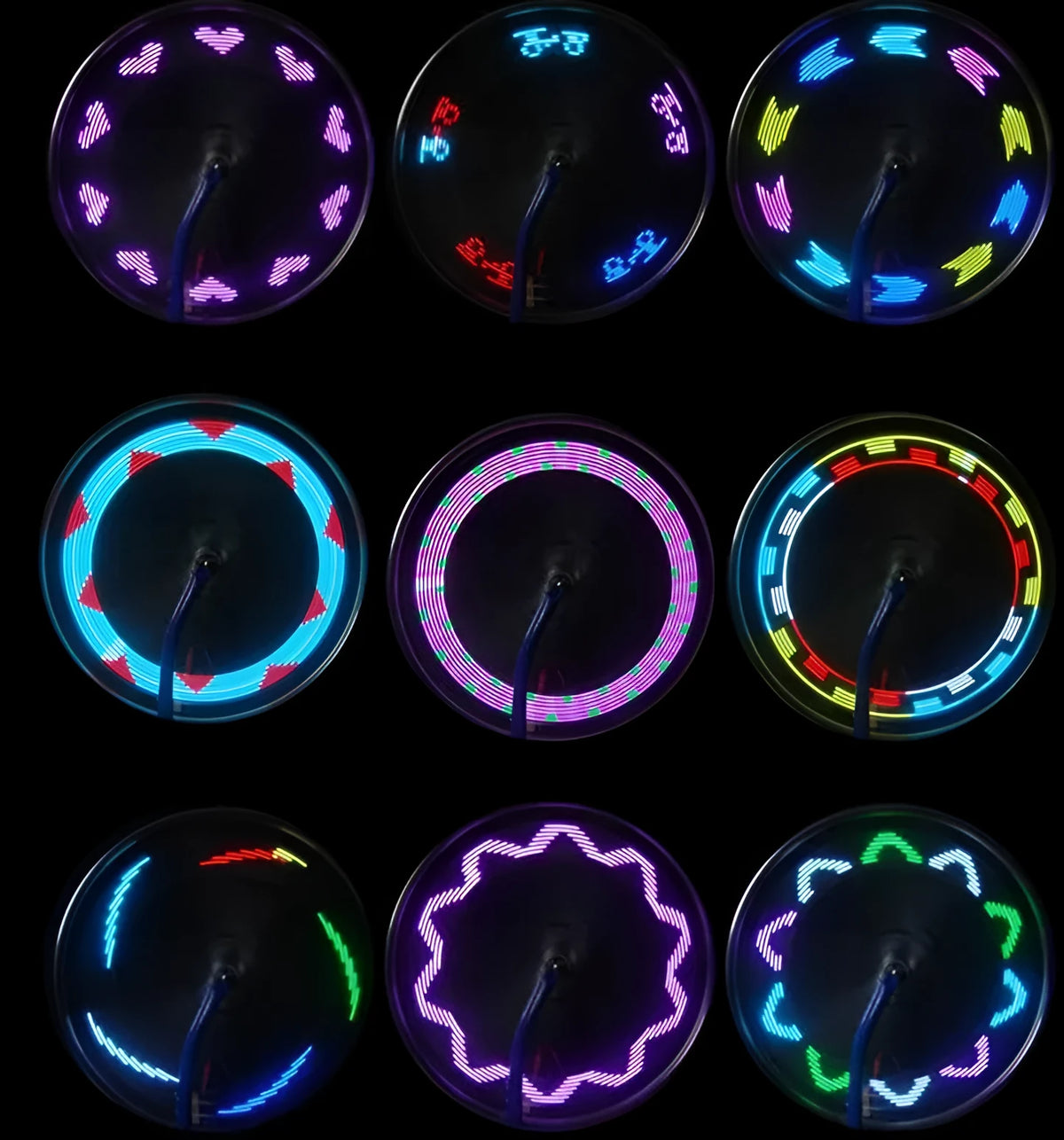 14 LED motorcycle bike light with 7 RGB full colour LEDs on front and back, 32 mode wire light