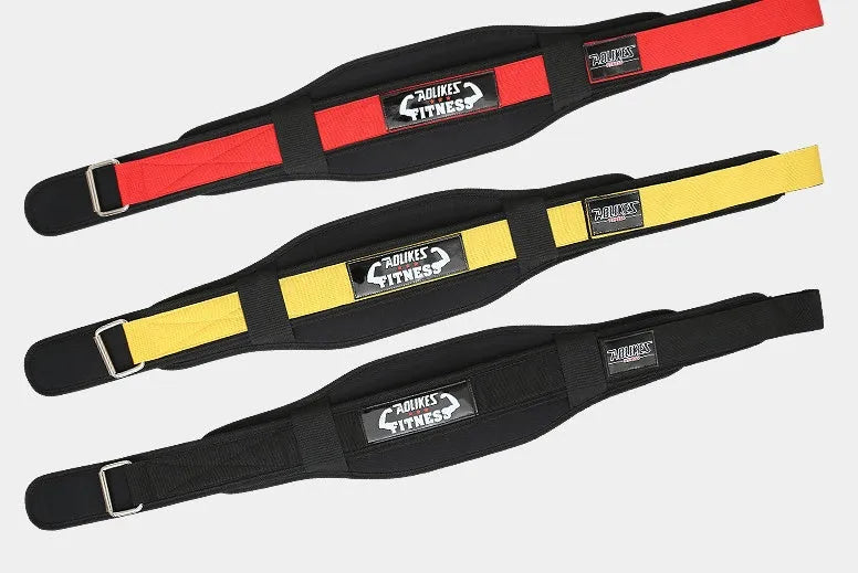 Nylon fitness weightlifting waistband in black red yellow colours for adult gym use