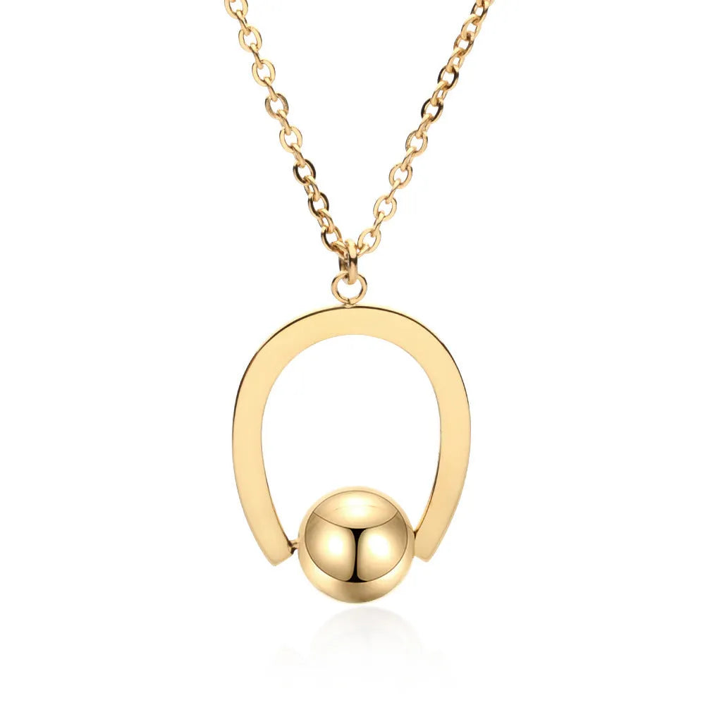 Stainless steel geometry pendant necklace with adjustable cross chain in gold or silver finish