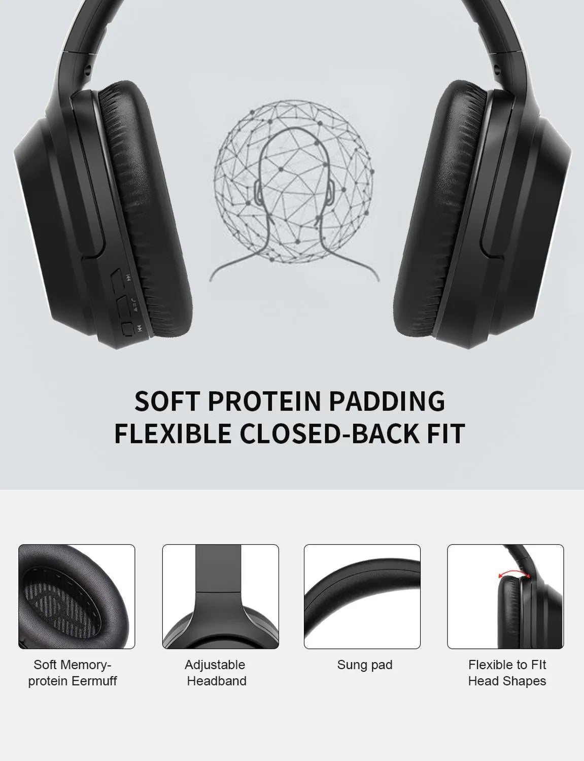 Black Gorsun E98 over-ear wireless Bluetooth headphones with adjustable headband.