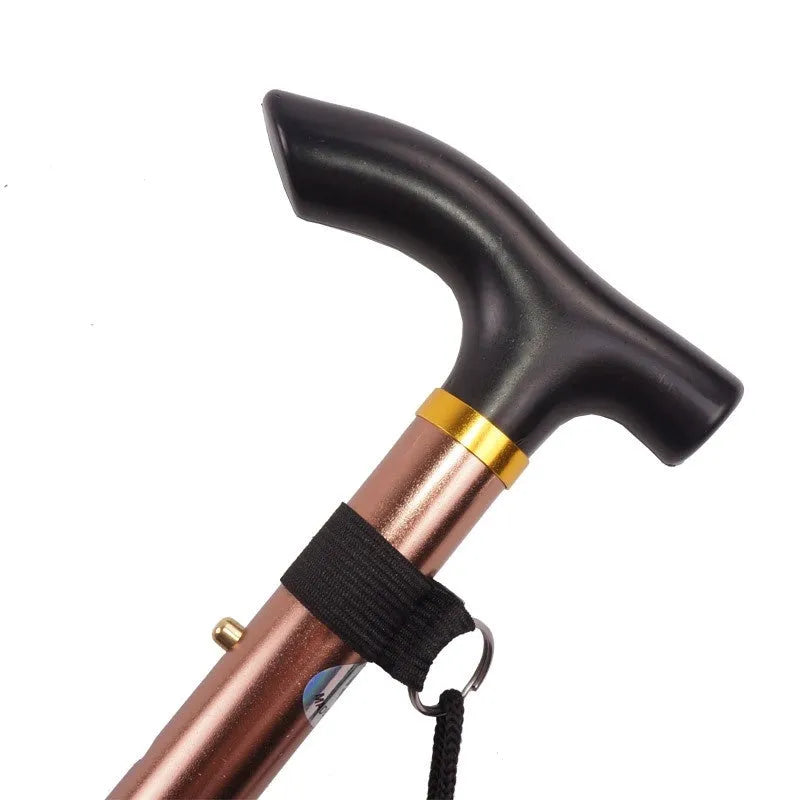 Aluminium folding walking stick with adjustable height and non-slip rubber tip