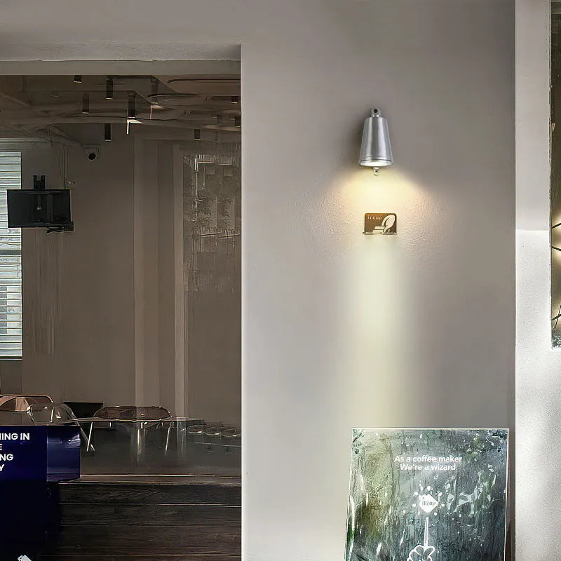 Industrial cast aluminum horseshoe outdoor wall lamp in sand finish with LED light