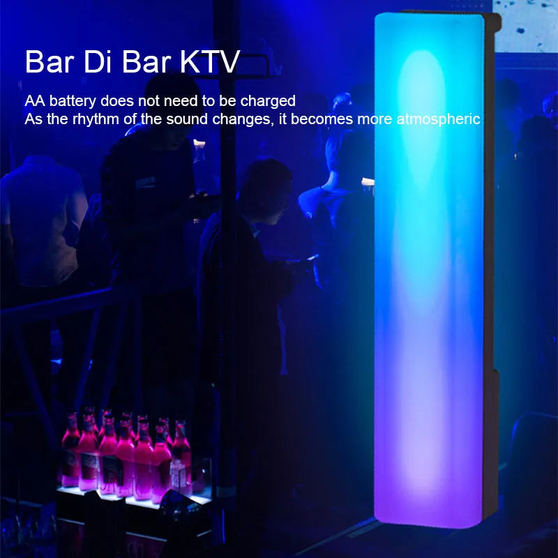 3D RGB music rhythm ambiance lamp in black or white shell on a tabletop.