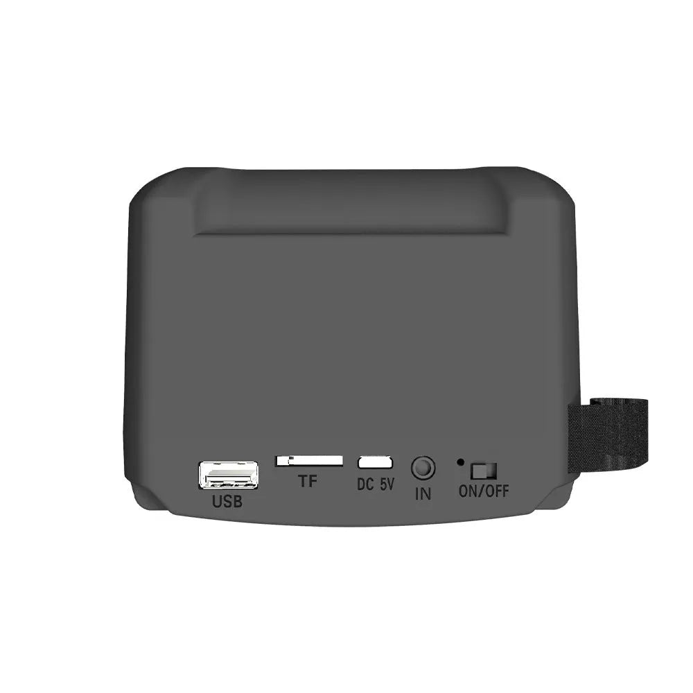 Portable Bluetooth speaker in colour 3107 with USB charging cable, showing compact 110x87x137mm dimensions