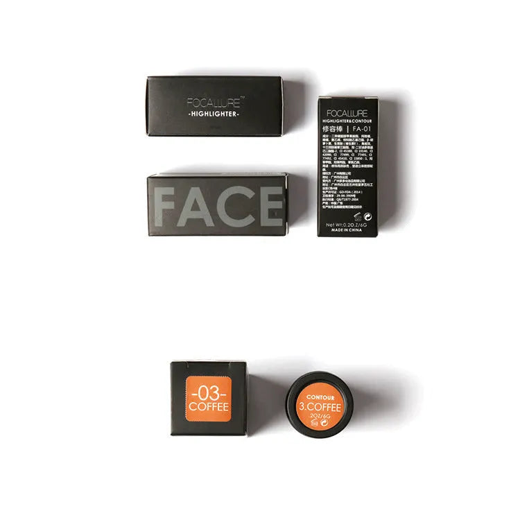 Cream highlighter makeup compact for face contouring in four available shades
