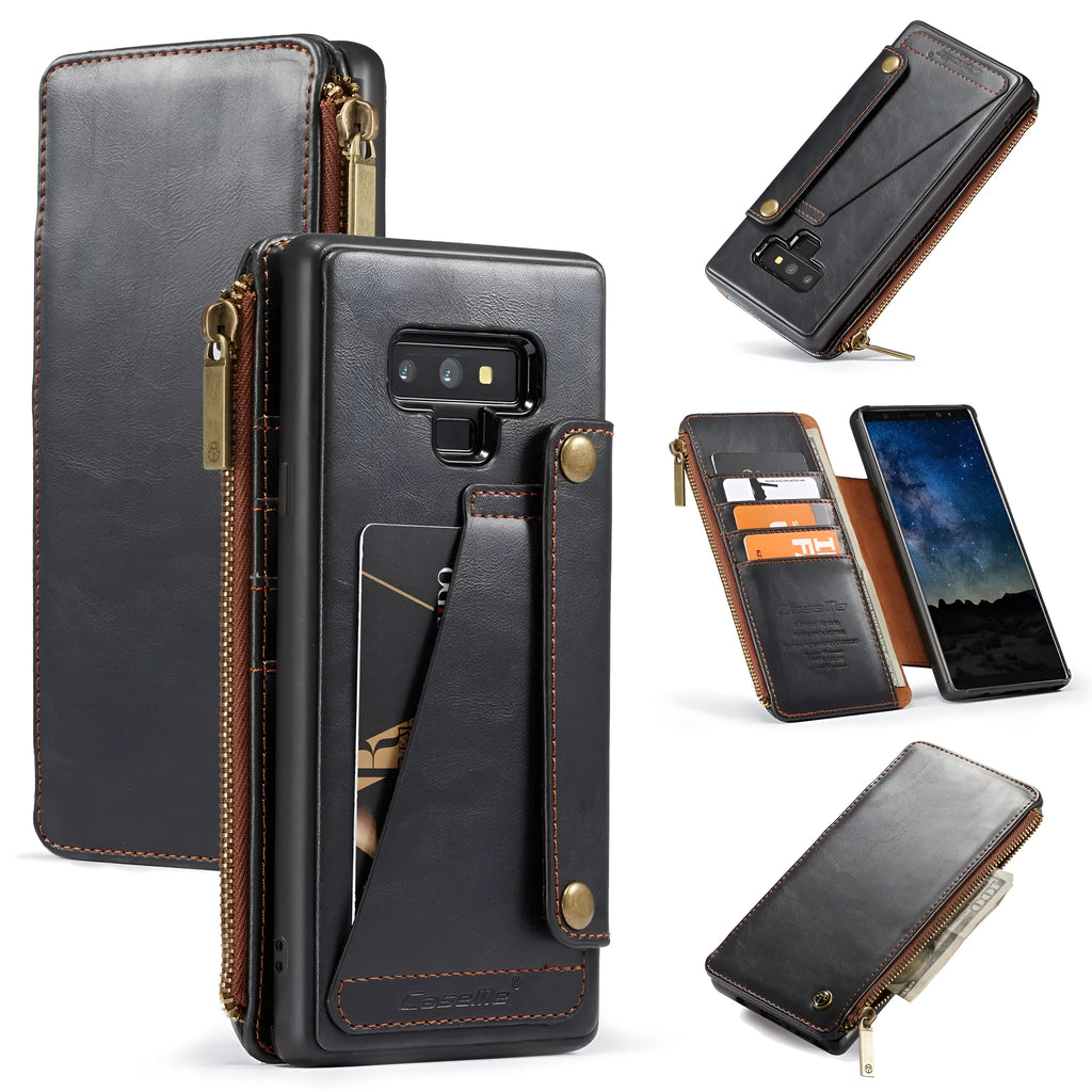 Samsung Galaxy Note 9 flip wallet case in PU leather with card slots and magnetic closure