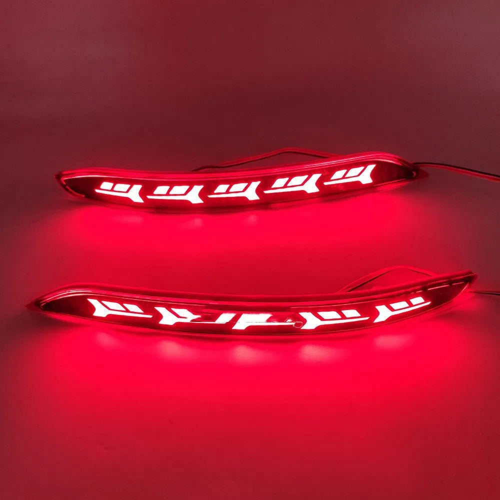 Volkswagen Sagitar rear bumper light with flowing water LED pattern for brake and turn signals.