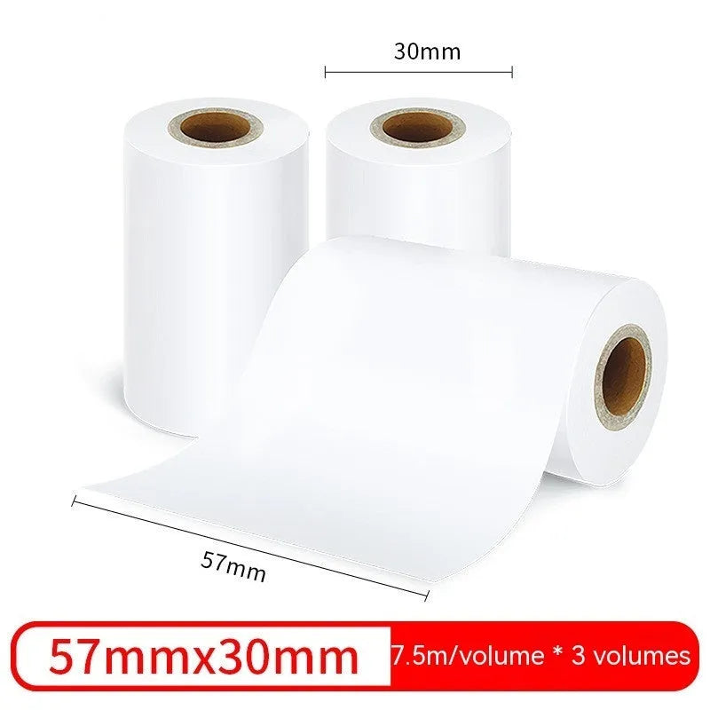 Three rolls of 57mm width thermal paper for small printers in open box