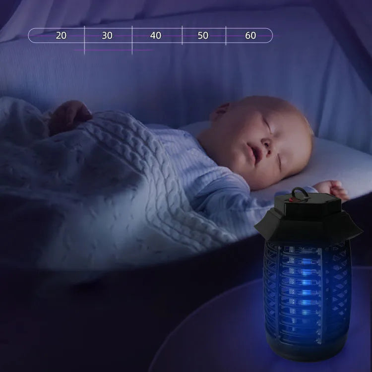 Black aromatherapy mosquito killer lamp with UV and LED tube options for indoor pest control.