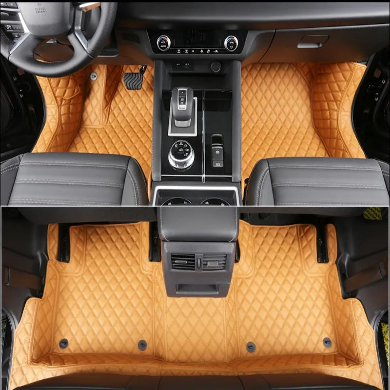 Custom-fit polyurethane floor mats for a 2023 Mitsubishi Outlander 5-seater car interior.