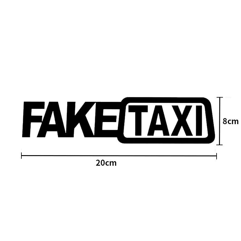 Waterproof PET car warning sticker with FAKE TAXI text in 20x8cm size for taxi identification