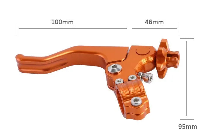 Motorcycle clutch lever accessories in aluminium alloy with two-finger design showing colour options