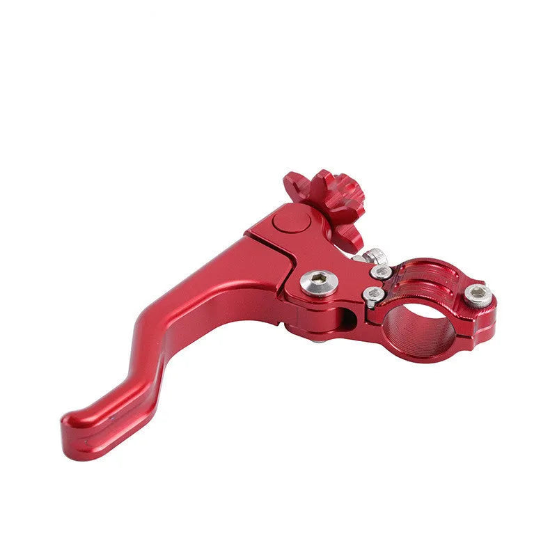Motorcycle clutch lever accessories in aluminium alloy with two-finger design showing colour options