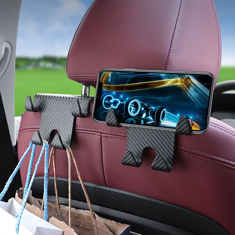 Energy Car black multifunction hook and mobile phone bracket for rear seat storage