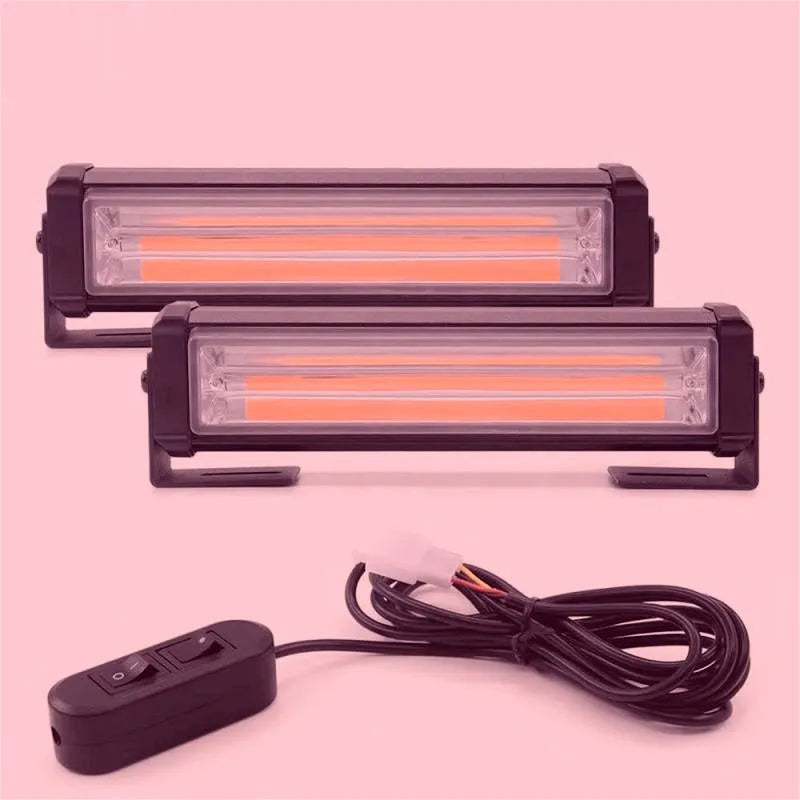 Yellow Drag Two Middle Net COB LED strobe light body, 160mm aluminum alloy housing for 12-24V vehicle warning systems