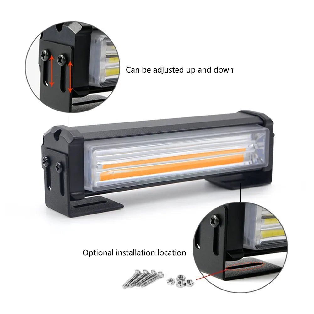 Yellow Drag Two Middle Net COB LED strobe light body, 160mm aluminum alloy housing for 12-24V vehicle warning systems