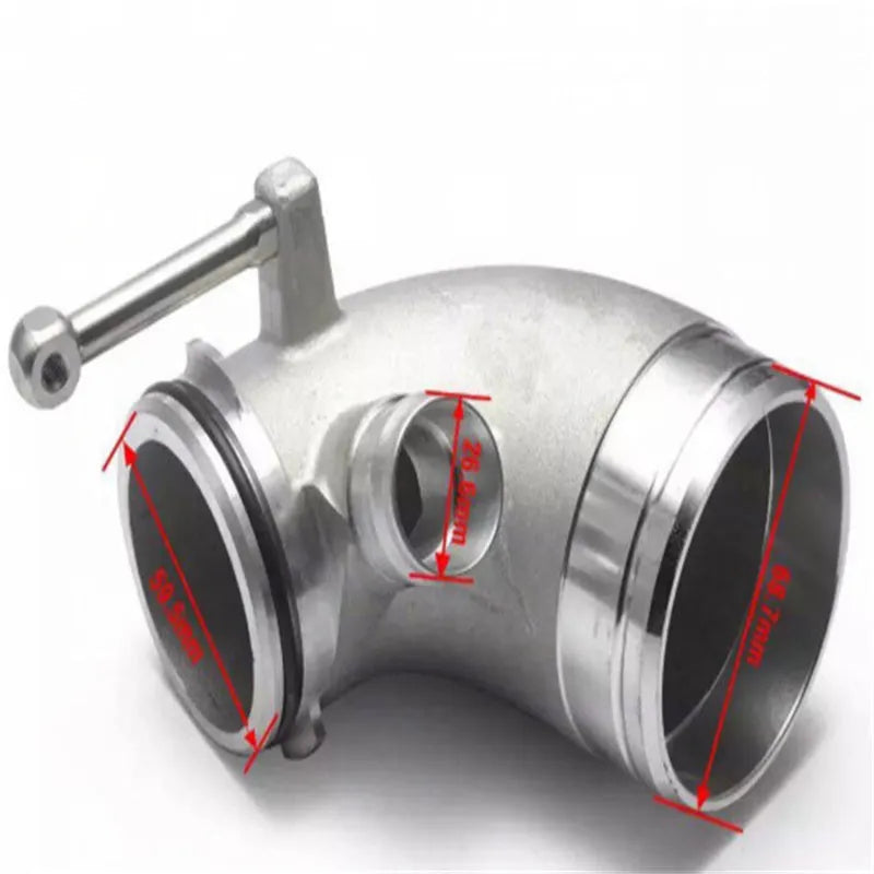 Aluminium alloy 90 degree turbo elbow pipe for automotive lateral engine applications