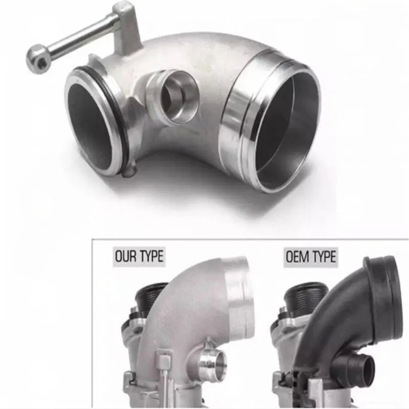 Aluminium alloy 90 degree turbo elbow pipe for automotive lateral engine applications