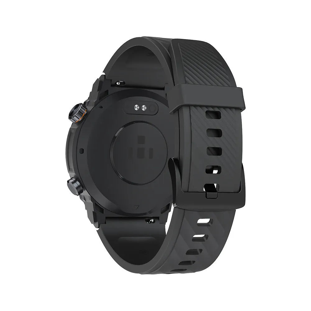 MG02 smartwatch with Bluetooth calling and health monitoring functions in black, khaki or silver orange colours