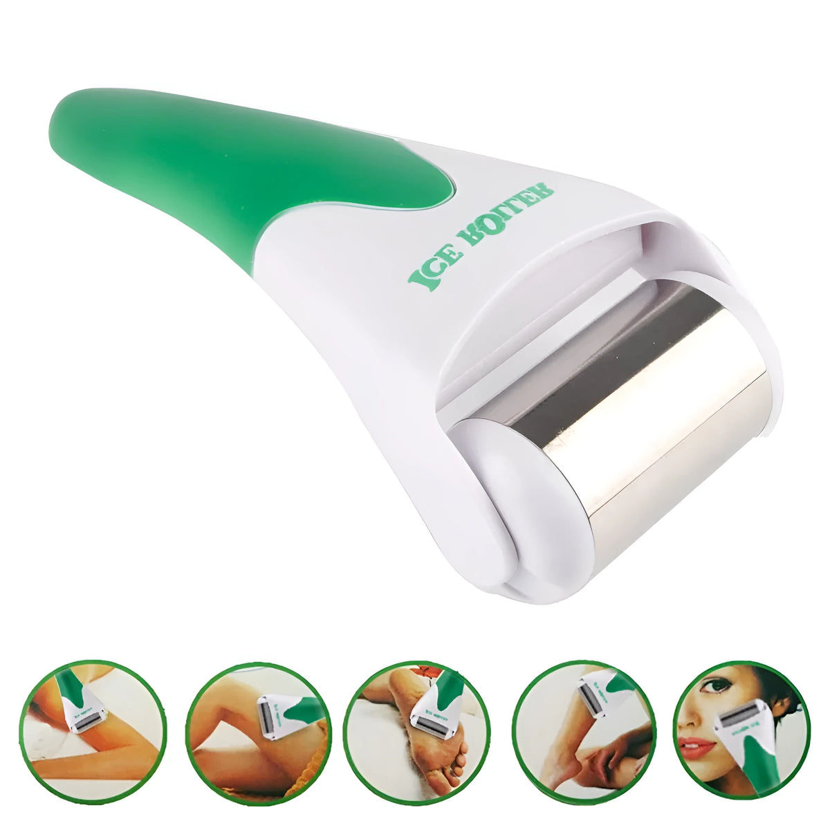 Ice roller massager in plastic, 19.8 cm x 6.0 cm x 11.5 cm, for face and neck use, available in five colours