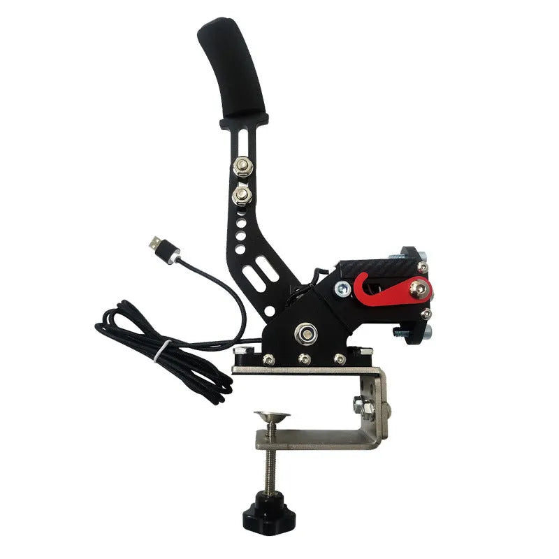 USB racing simulator handbrake with mounting clamp for Logitech and Thrustmaster wheels