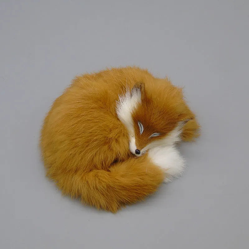 Artificial white fox fur handmade car decoration on a dashboard