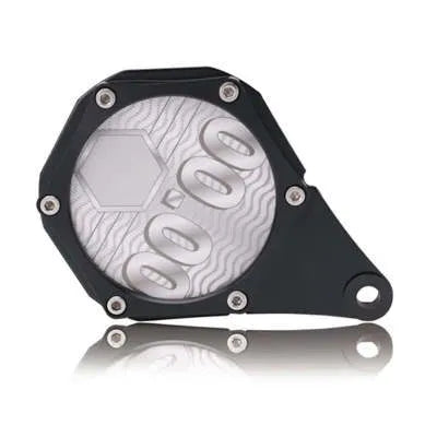 Black carbon fibre pattern motorcycle tax disc holder with metal alloy construction