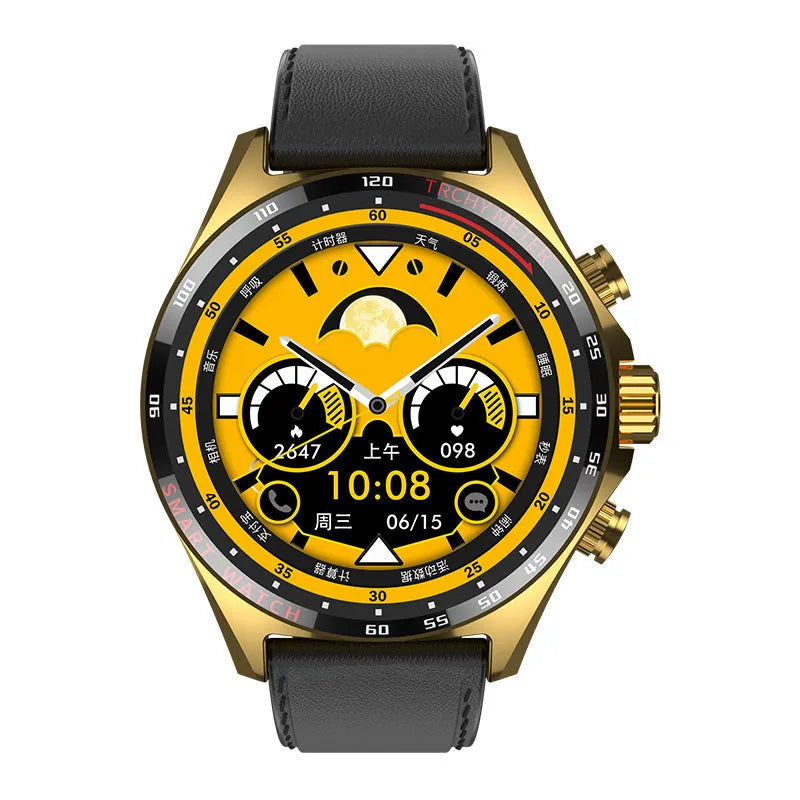 Smart watch with TFT touch screen showing health metrics display in black silver or gold colour