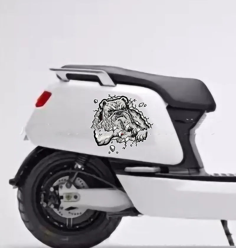 Grey dog pattern motorcycle decorative sticker measuring 17 by 17 centimetres