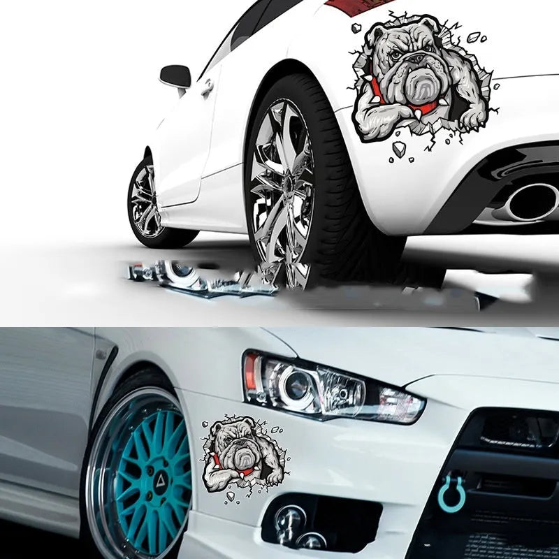 Grey dog pattern motorcycle decorative sticker measuring 17 by 17 centimetres