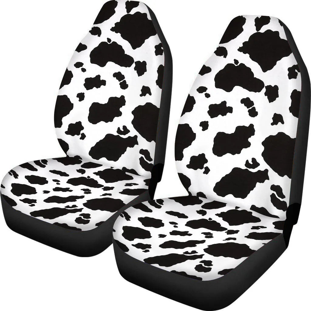 Cow spot and leopard print retro pattern universal car seat covers two-piece set