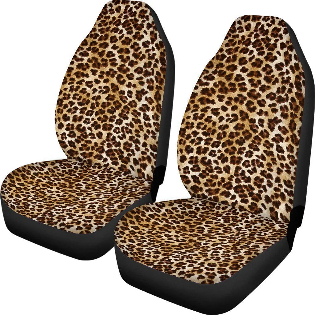 Cow spot and leopard print retro pattern universal car seat covers two-piece set