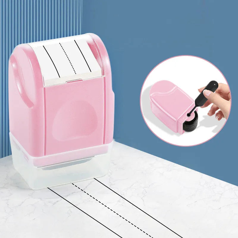 Rectangular plastic roller seal for creating English lines in six colour options