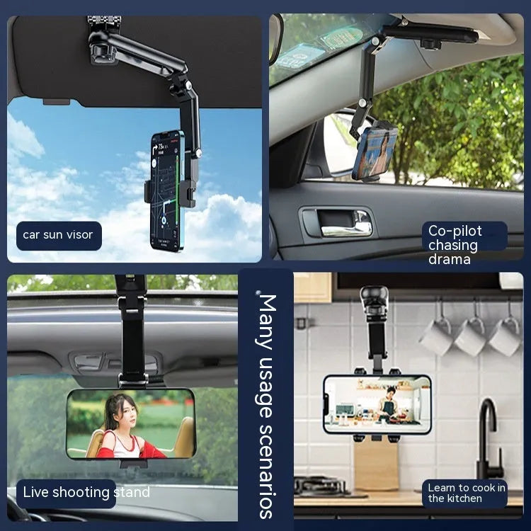 Car air vent mobile phone bracket with clip mechanism in grey and green colour options