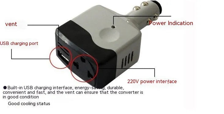 011C car power supply transformer with cigarette lighter plug and USB charging interface
