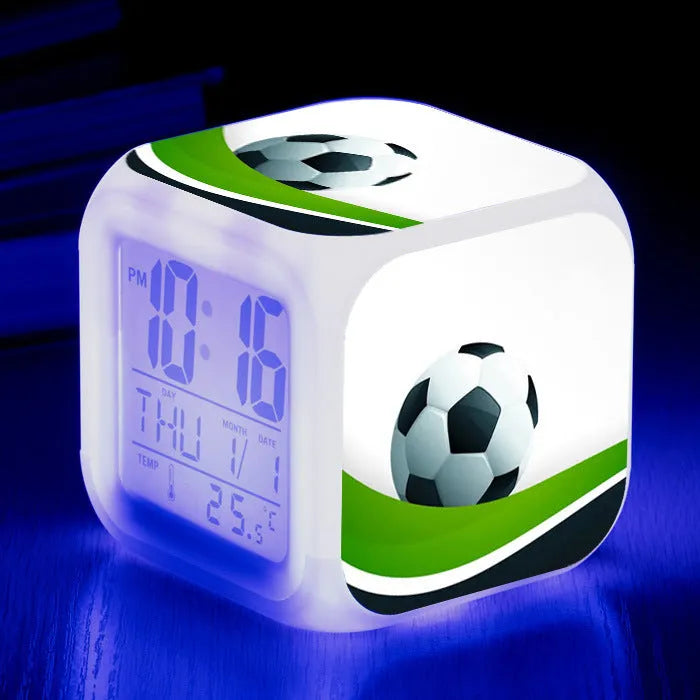 Football pattern cartoon alarm clock with mute alarm function for children and students