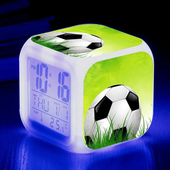Football pattern cartoon alarm clock with mute alarm function for children and students