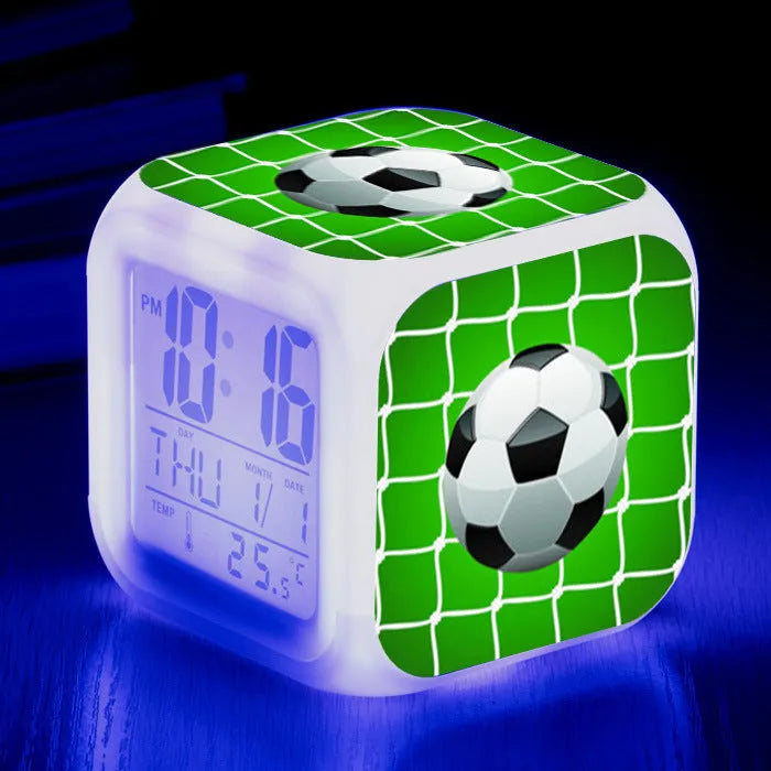 Football pattern cartoon alarm clock with mute alarm function for children and students