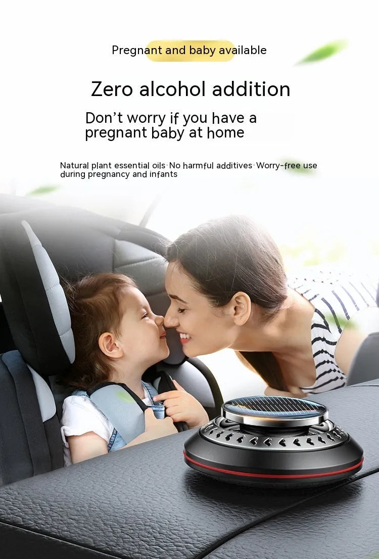 Solar car air freshener with aluminium alloy body and built-in fan for odour removal