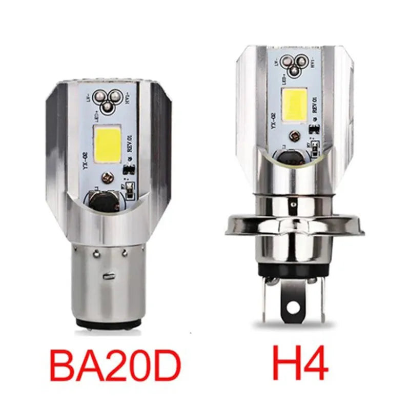 Motorcycle LED headlights with M4 Double Claw H6 H4 Three Claw compatibility in aluminium construction